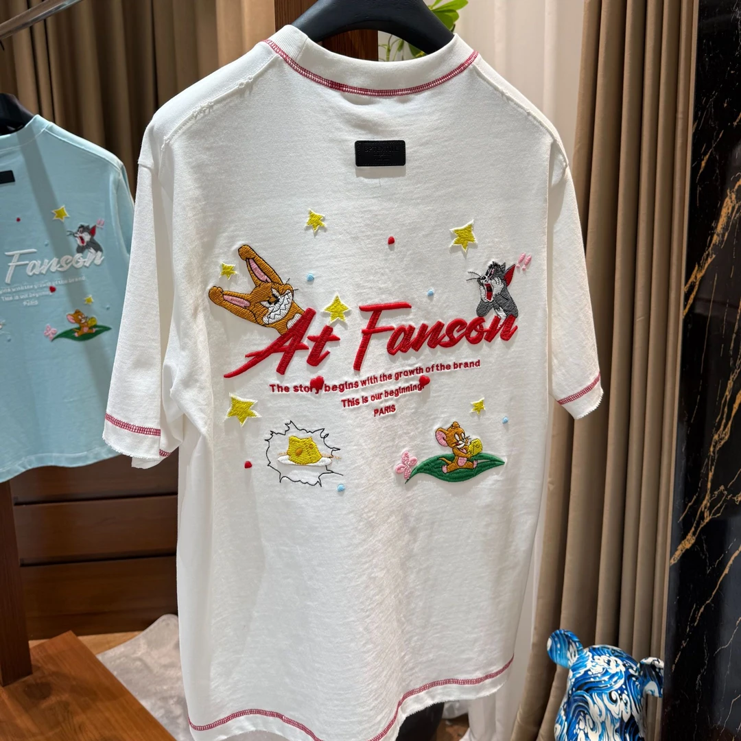 ATFANSON【猫和老鼠】S6565春夏时尚设计感百搭经典做旧复古T恤半袖