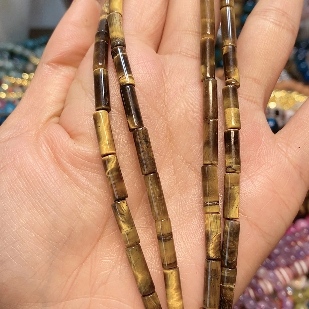 玛瑙/玉髓散珠天然虎眼管一条