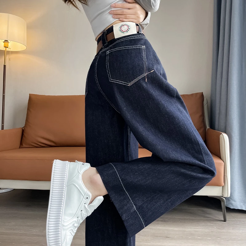 阔腿外穿牛仔裤女秋2025年新款小个子时尚潮流直筒梨型身材裤子