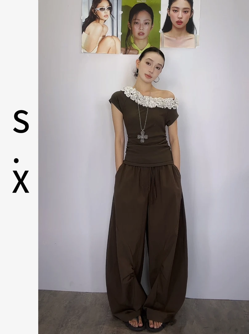 S.X 2025春夏新款解构建筑弯弧裤