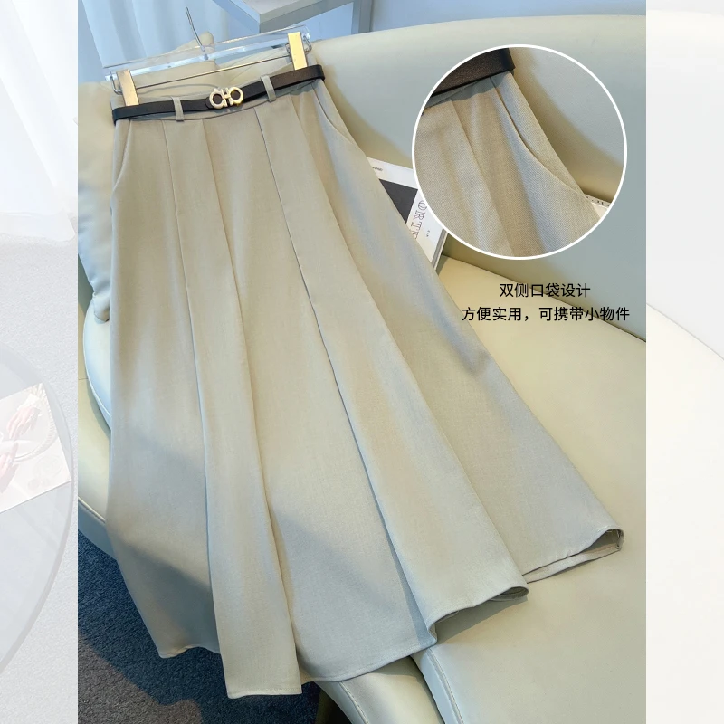 西装半身裙秋装女款2025新款超火气质通勤百搭大摆a字百褶伞裙子