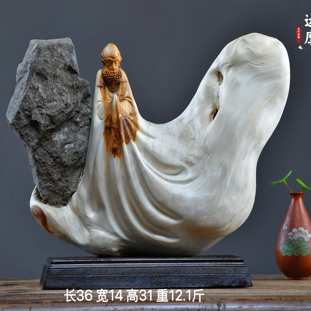 太行崖柏根雕摆件寿星弥勒佛达摩财神观音天然随型木雕雕件工艺品