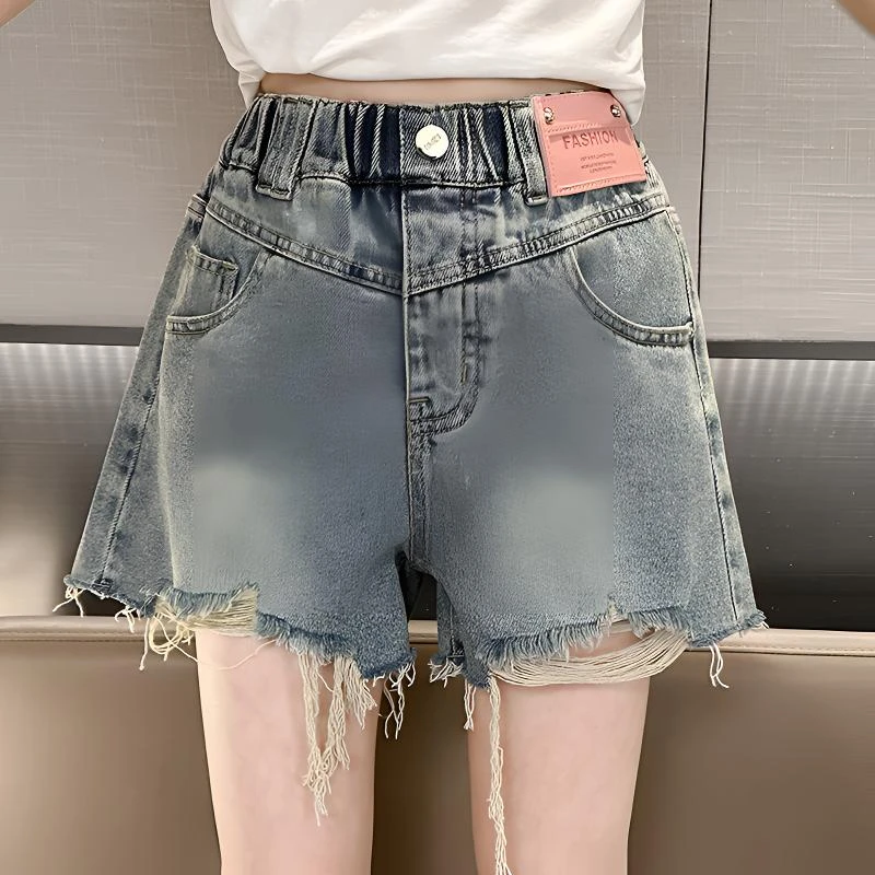 女童夏装毛边牛仔短裤女大童韩版夏天热裤儿童初中生女孩夏季裤子