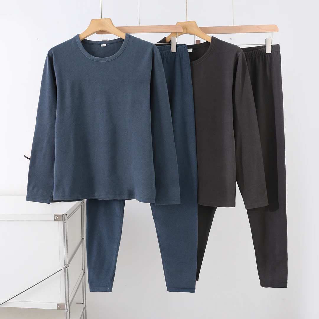 保暖男士内衣父母保暖内衣套装秋衣保暖舒适大码中老年圆领秋冬季