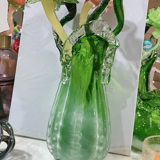 琉璃花瓶高34厘米口径12