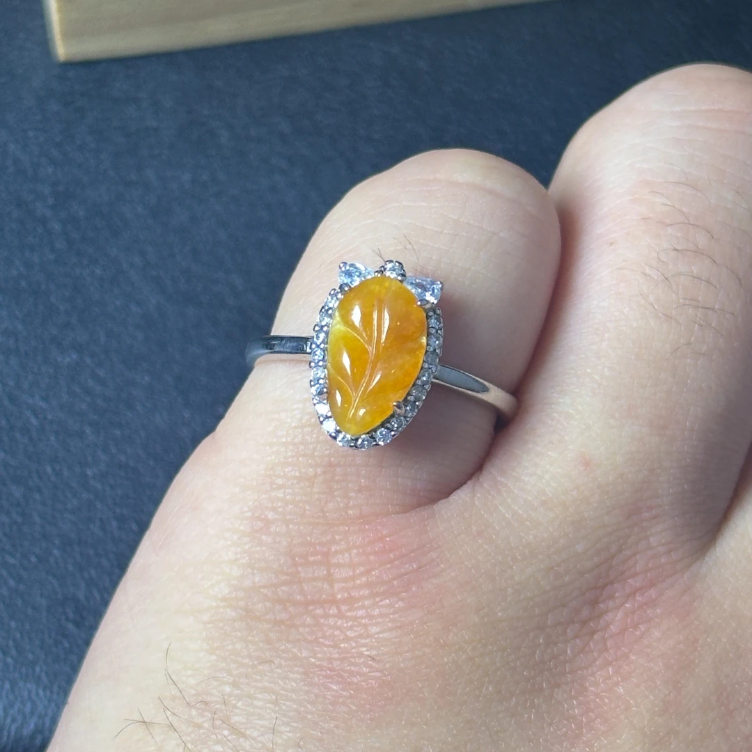 冰种天然缅甸翡翠a货翡翠戒指S925银高冰玉石戒指玉戒指翡翠戒圈