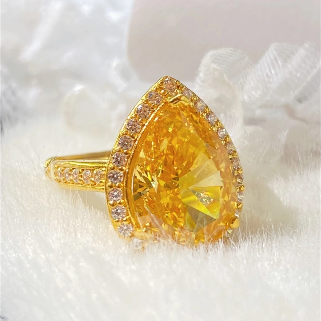 黄金足金999 时尚奢华水滴型戒指好物推荐