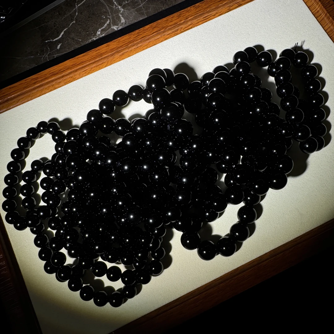 y20天然黑曜石百搭男女款情侣款