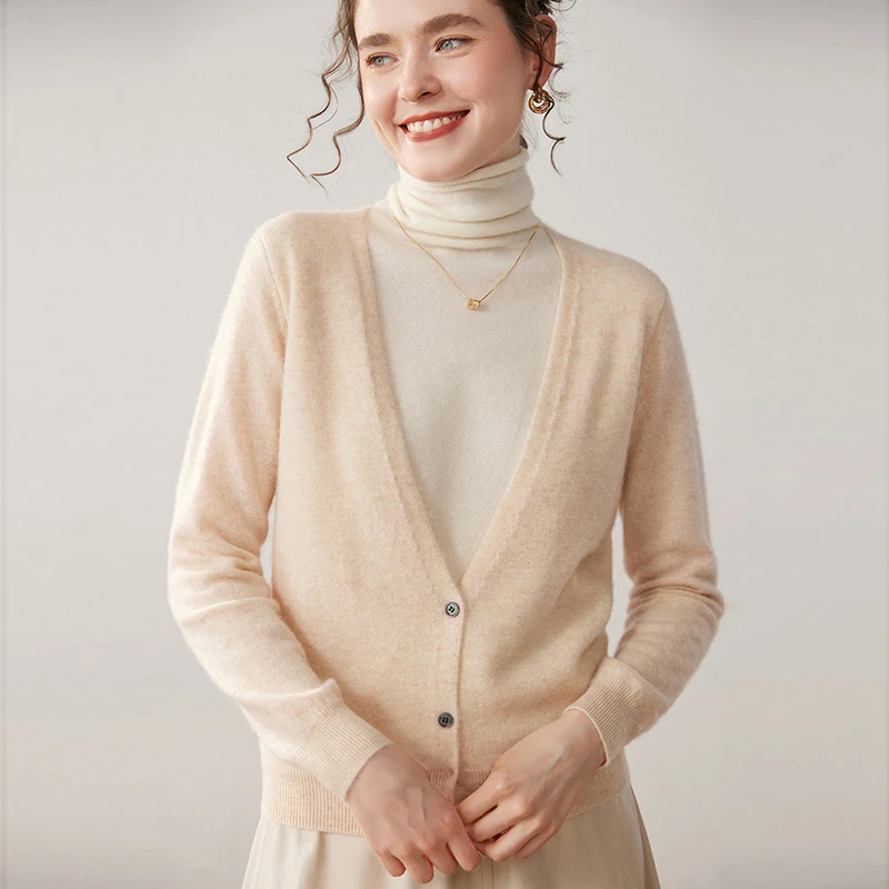 新款休闲山羊绒女士保暖羊绒衫百搭长袖假两件针织衫气质宽松毛衣