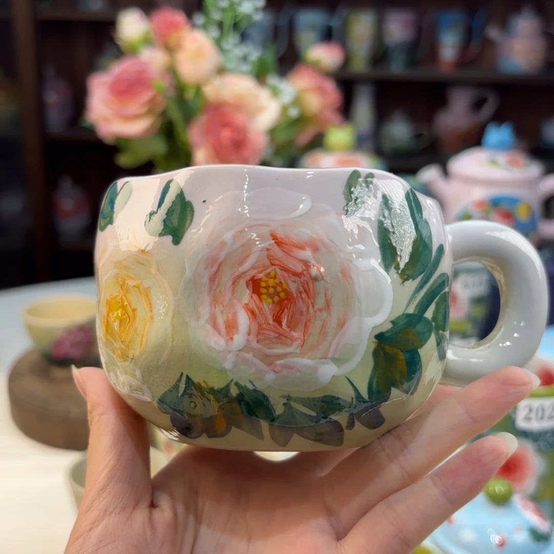 瓷片景德镇手绘高温釉下彩陶瓷茶具