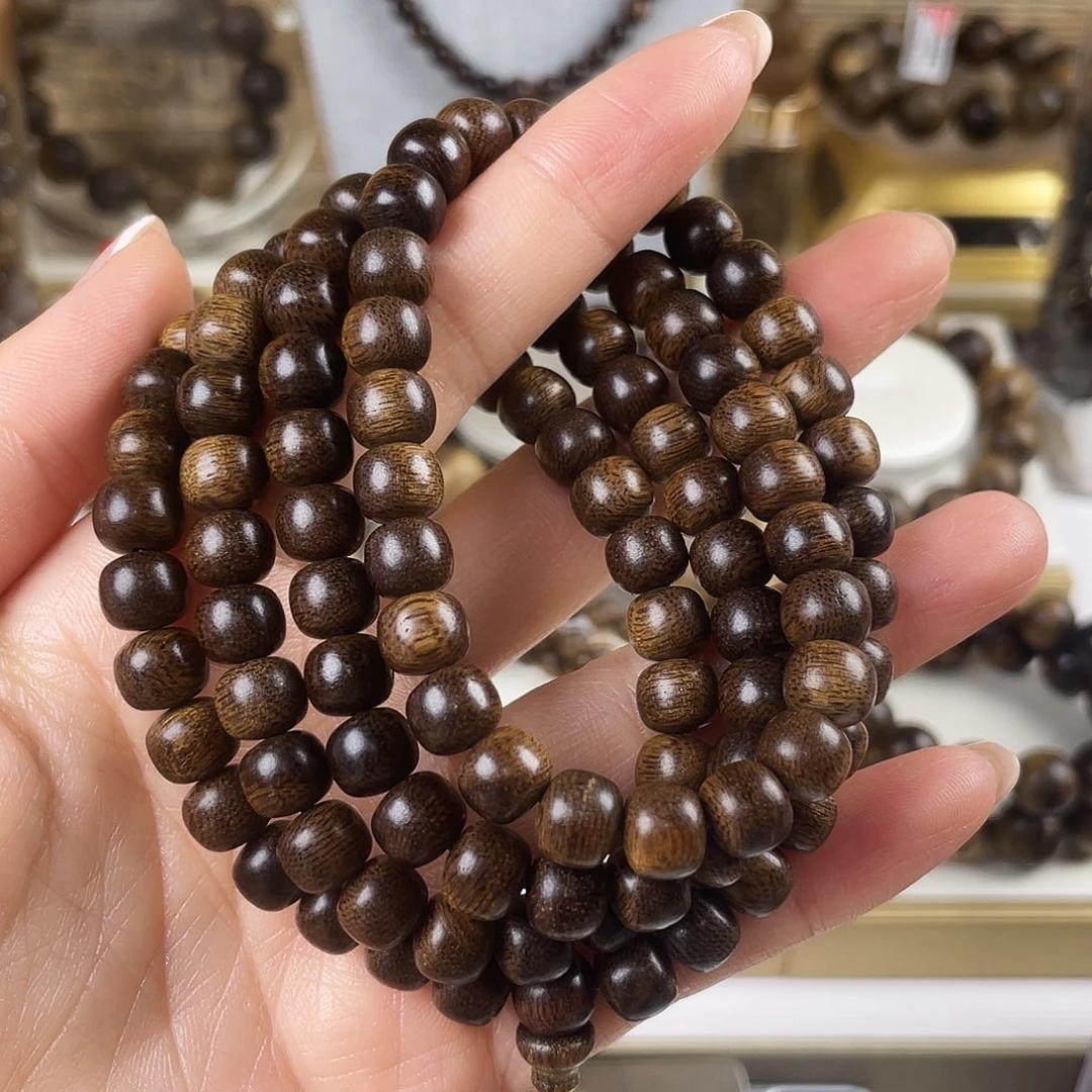 手串沉香越南芽庄老白棋窖藏古董玉化瘤疤8×108