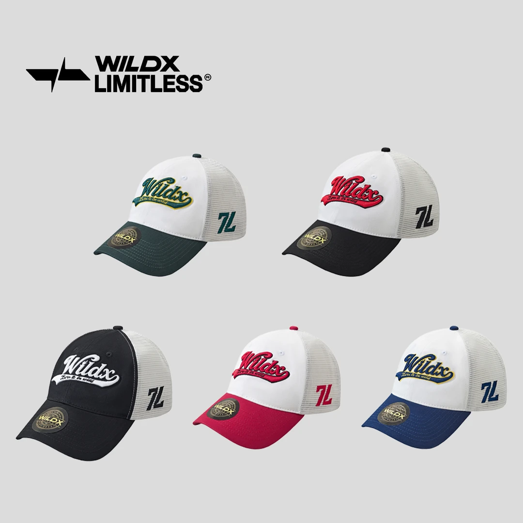 WildX「脉冲77」立体刺绣美式复古街头网眼卡车鸭舌金贴弯檐帽