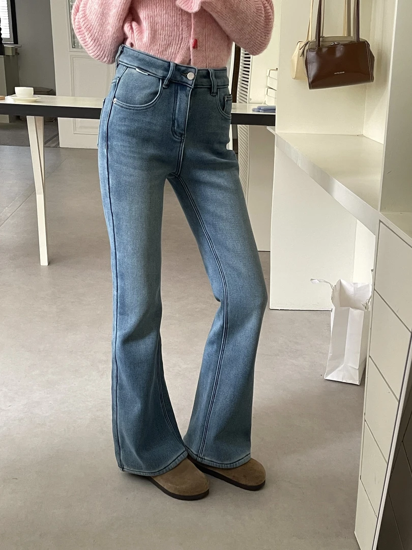 【Glozzzz】 小暖炉 复合奥粒绒超保暖水洗微喇牛仔裤KK-1 66328