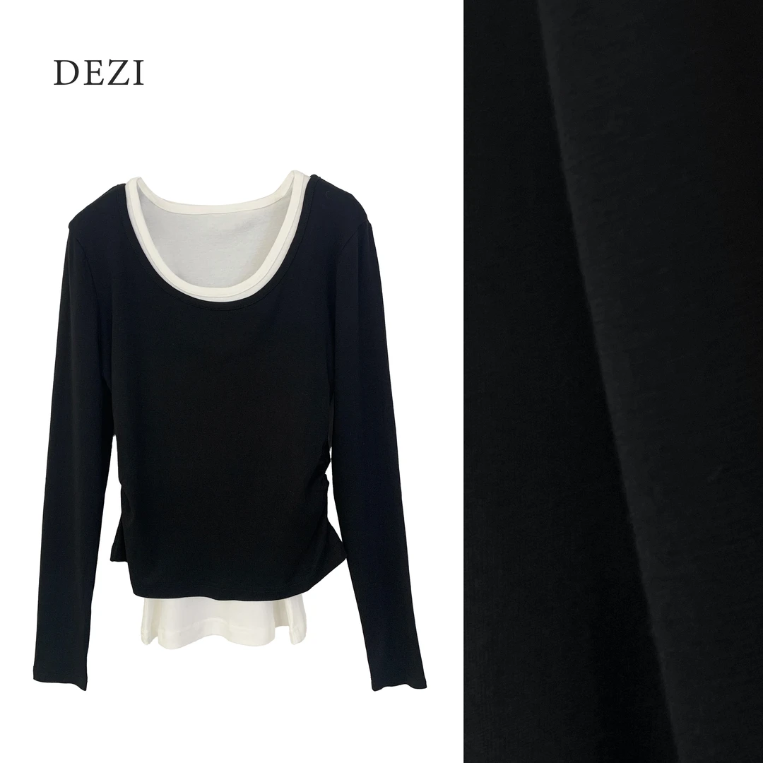 DEZI宝藏衣橱舒适吊带加长袖打底衫两件女套装LS3518066