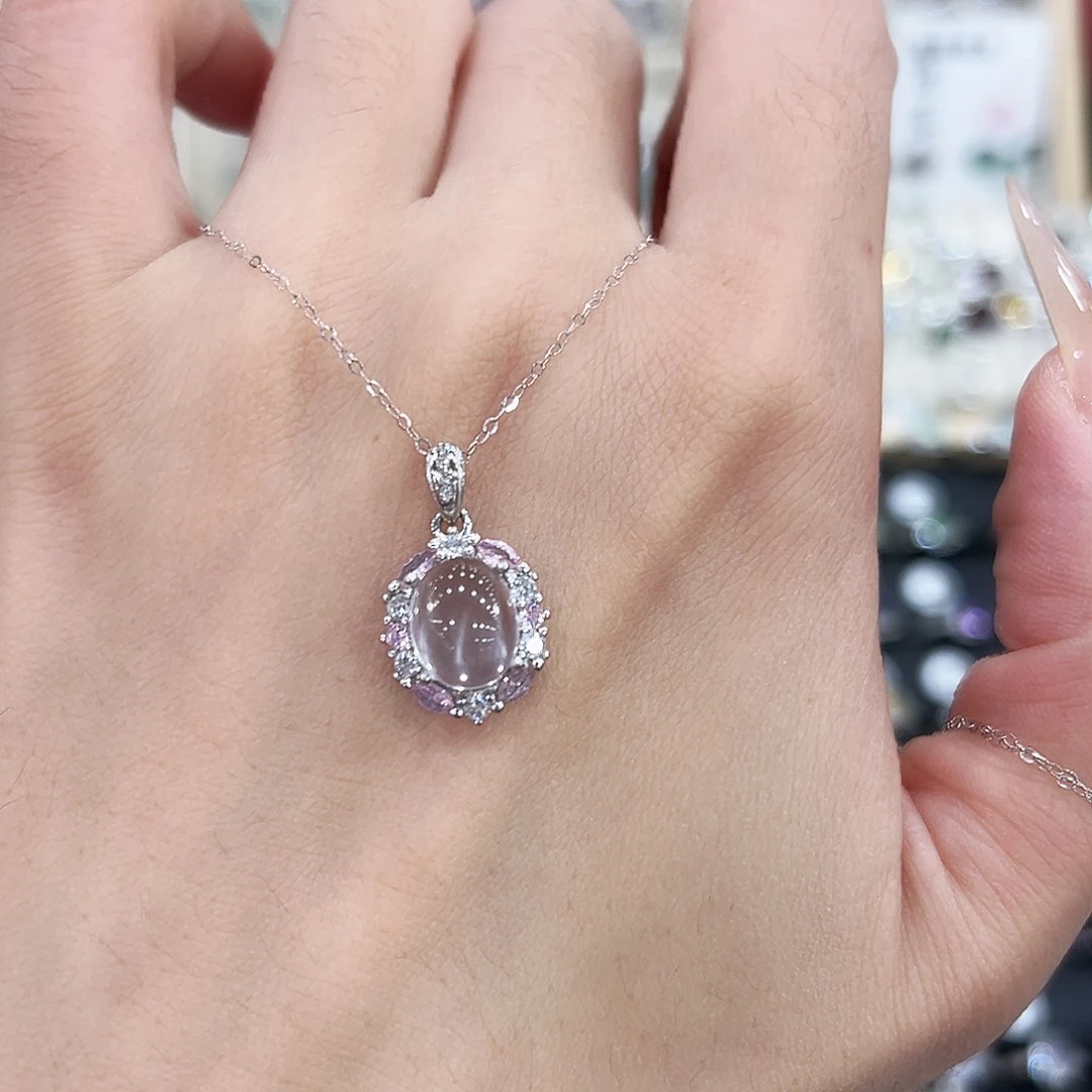 芙蓉石吊坠(赠链)银S925镶嵌