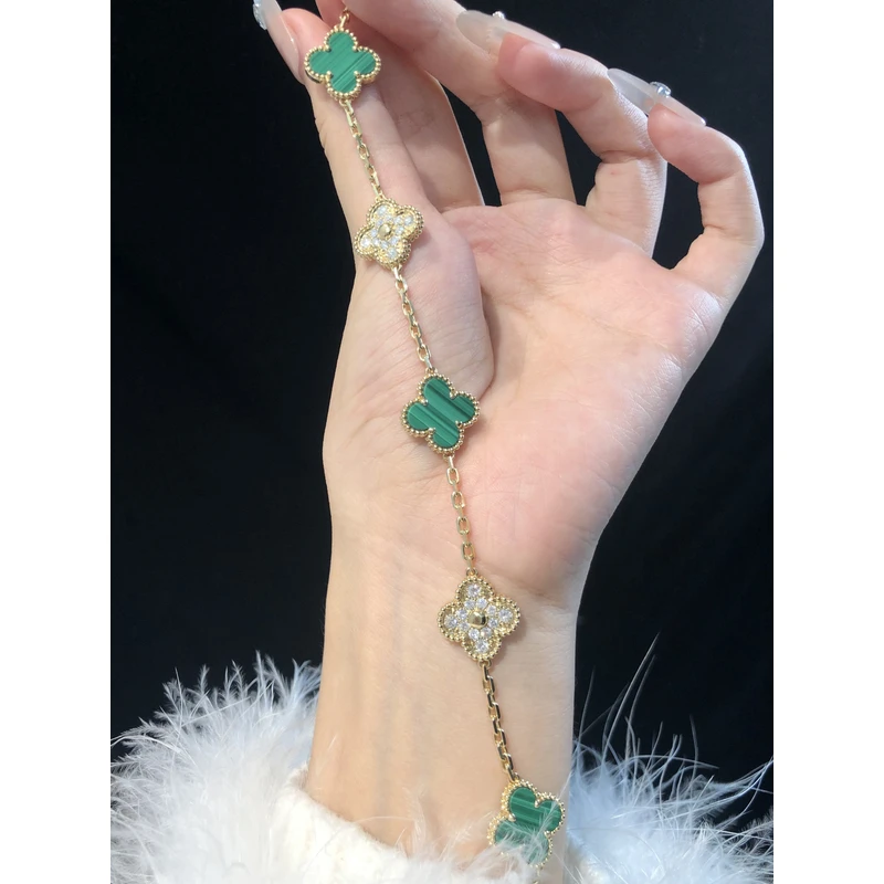 【直播间专属福利】18K金隔钻绿色五花手链 RZ