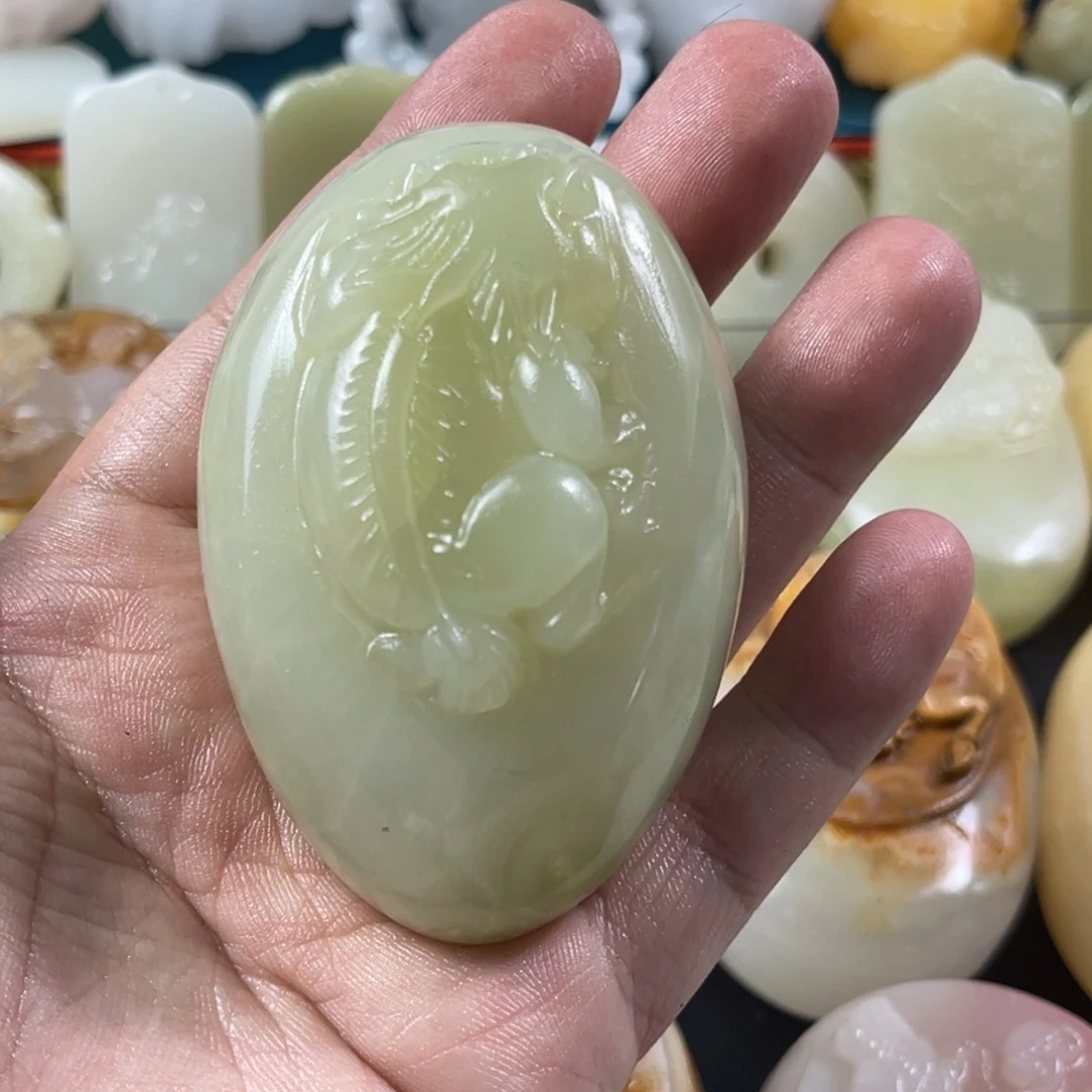 用***3石材天然方解石手把件不退换