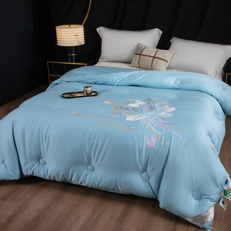 哈皮猫家纺新品上线8斤冬被绣花款被芯长绒棉加厚冬被轻奢双