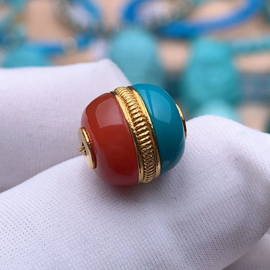 绿松石18K金镶嵌珠宝奇石11*11.2mm