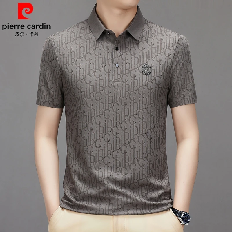 皮尔卡丹高档冰丝短袖t恤男夏季新款中年休闲翻领上衣半袖Polo衫