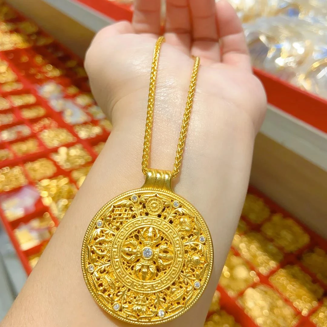 铜合金吊坠 +精工版点钻金刚杵大号罗盘配肖邦链毛衣链