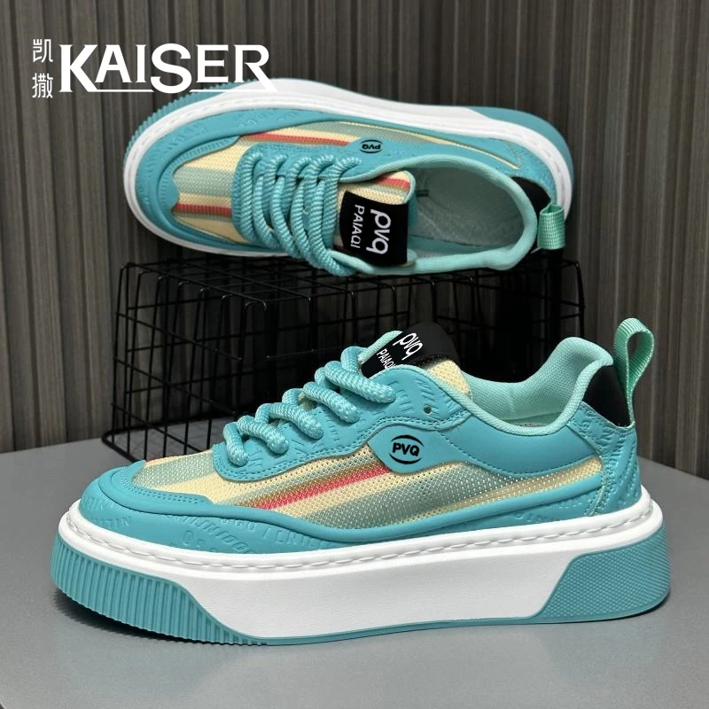 凯撒爆款男鞋韩版休闲鞋秋季透气百搭网面鞋男士厚底耐磨低帮板鞋