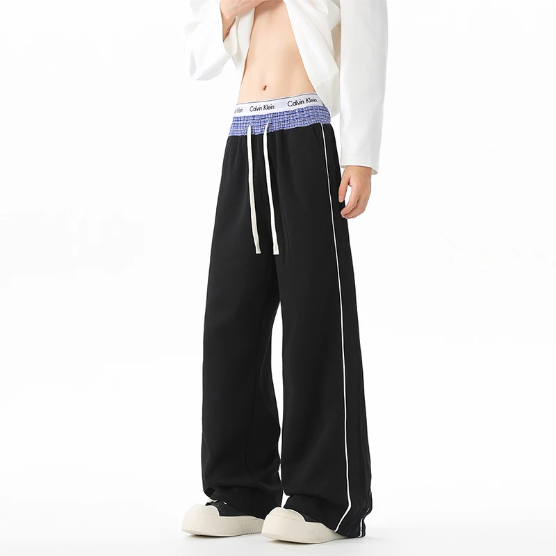 MTVO迈特优宽松阔腿休闲裤美式撞色时尚潮流直筒百搭休闲长裤9002