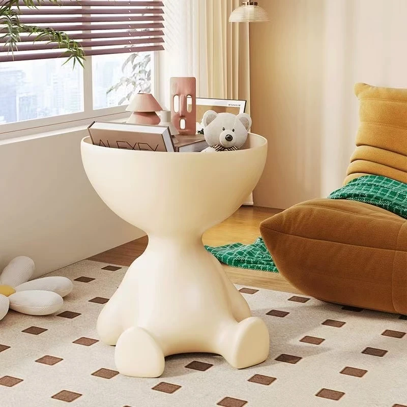 家用沙发边几卧室塑料边桌床头柜奶油风网红小熊小平头茶几小户型