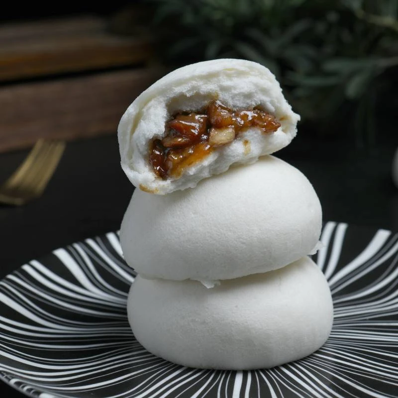 叉烧馅松皮包手工剥皮包广式早茶点心速食早餐冷冻半成品加热即食包子