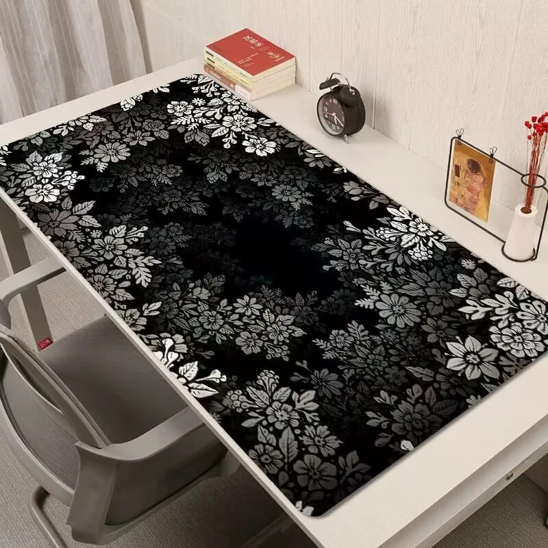 极简纹理鼠标垫深景印花黑色超大号渐变高级感办公桌垫游戏键盘垫