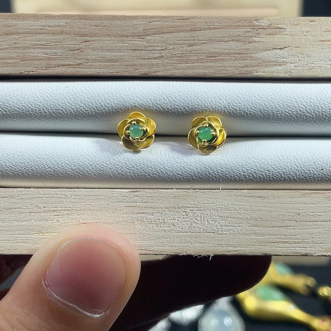 翡翠银S925镶嵌耳饰