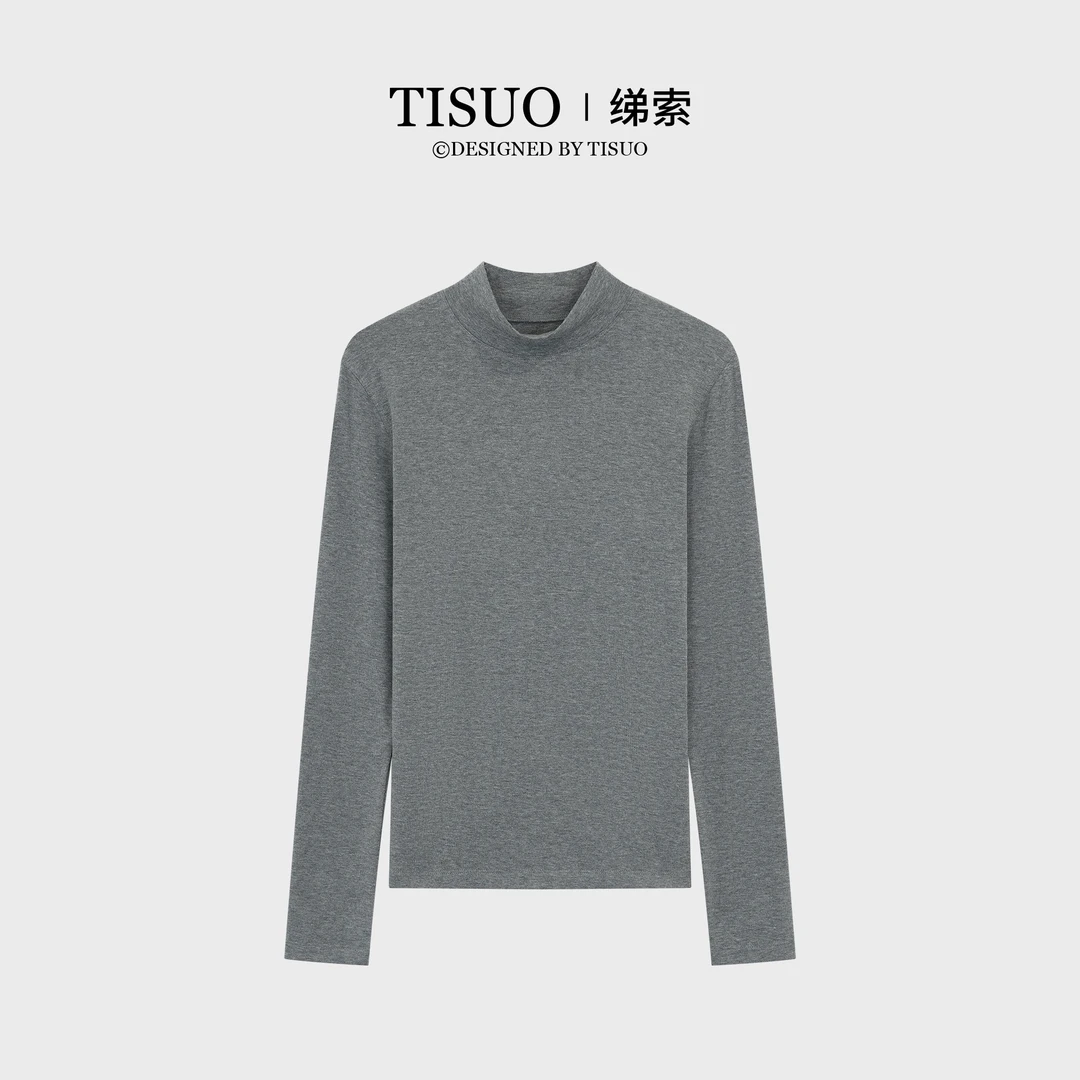 TISUO/绨索百搭半高领珍珠山羊绒针织打底上衣TS580827