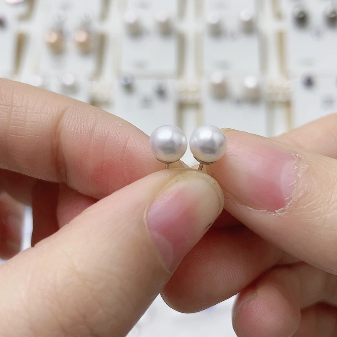 韵****银S925镶嵌淡水珍珠耳饰