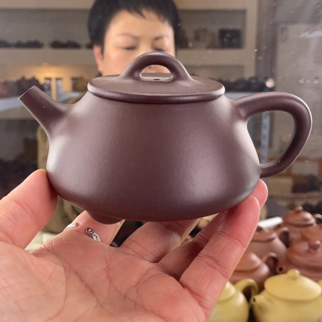 紫砂茶壶大水潭底槽清全手工平盖石瓢200cc