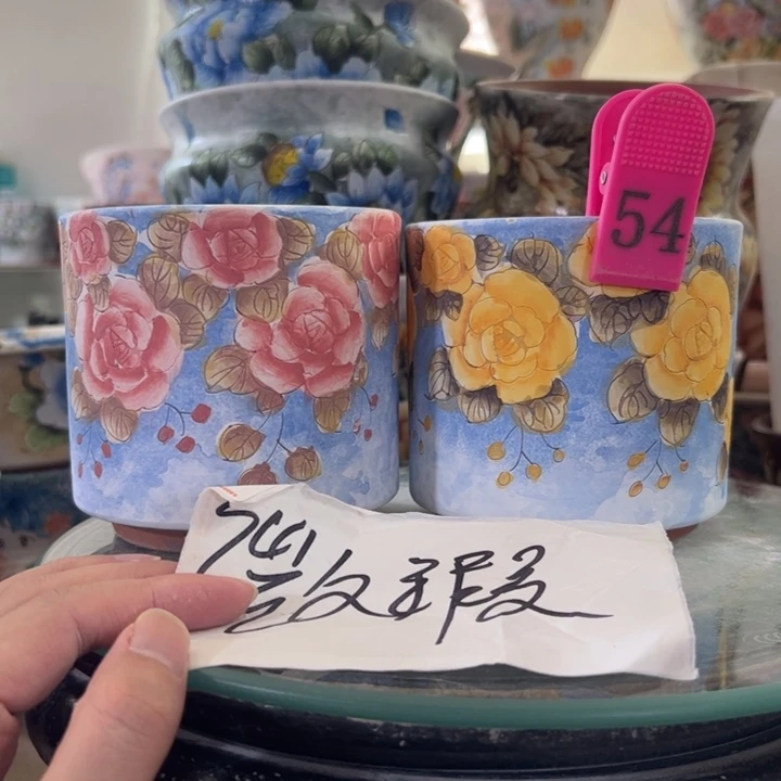 景德镇手绘花盆满38包邮偏远地区除外