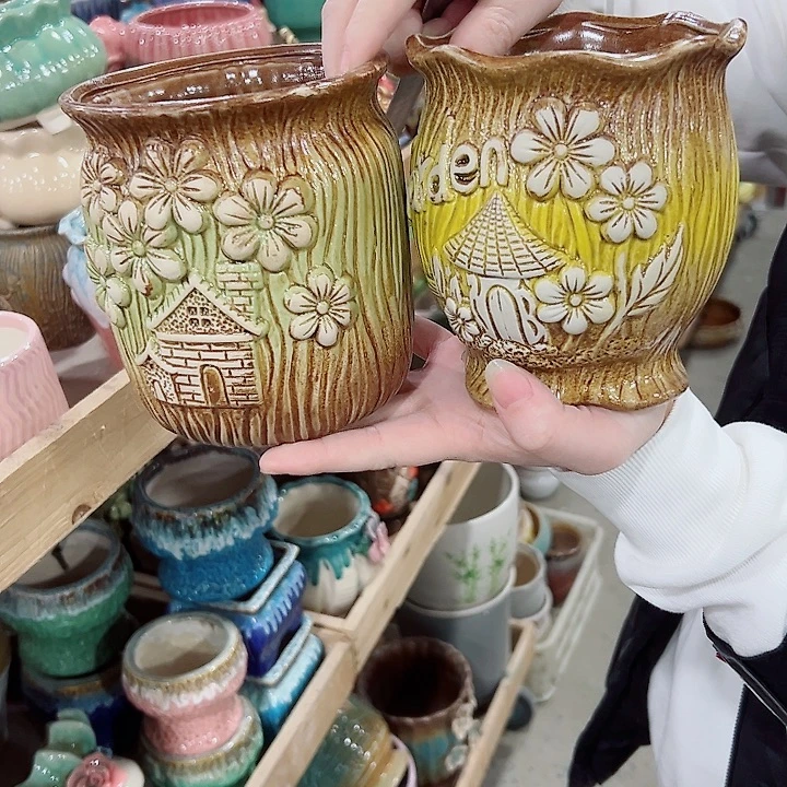 有孔.凑满10元发货多肉陶瓷花盆！