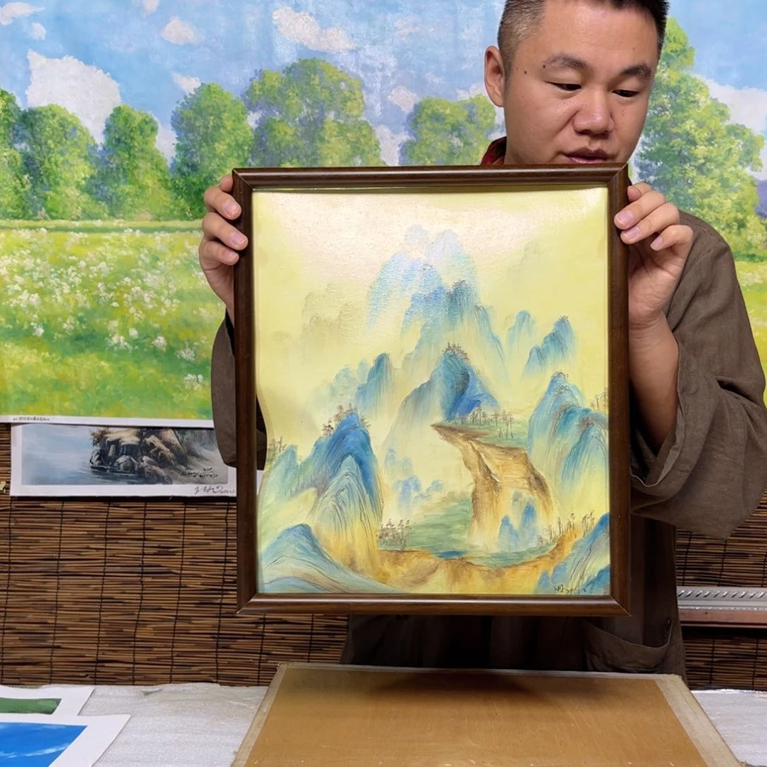 油画行路人小院绘画作品竞拍
