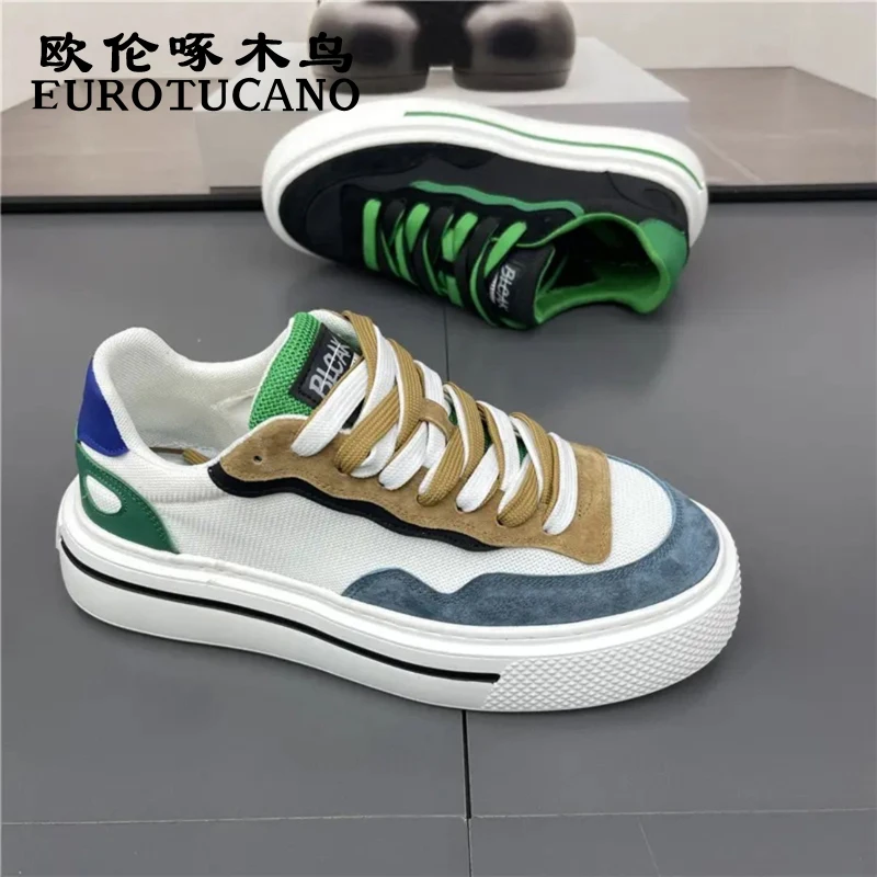 欧伦啄木鸟EUROTUCANO男鞋潮流百搭休闲网面鞋子男款透气运动板鞋