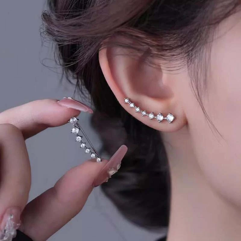 耳环气质轻奢七星耳饰满钻排钻耳钉抖音直播耳夹厂