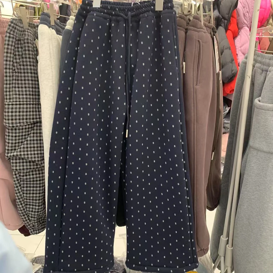 8650款波点阔腿裤休闲裤高腰直筒时尚百搭夏季黑色宽松