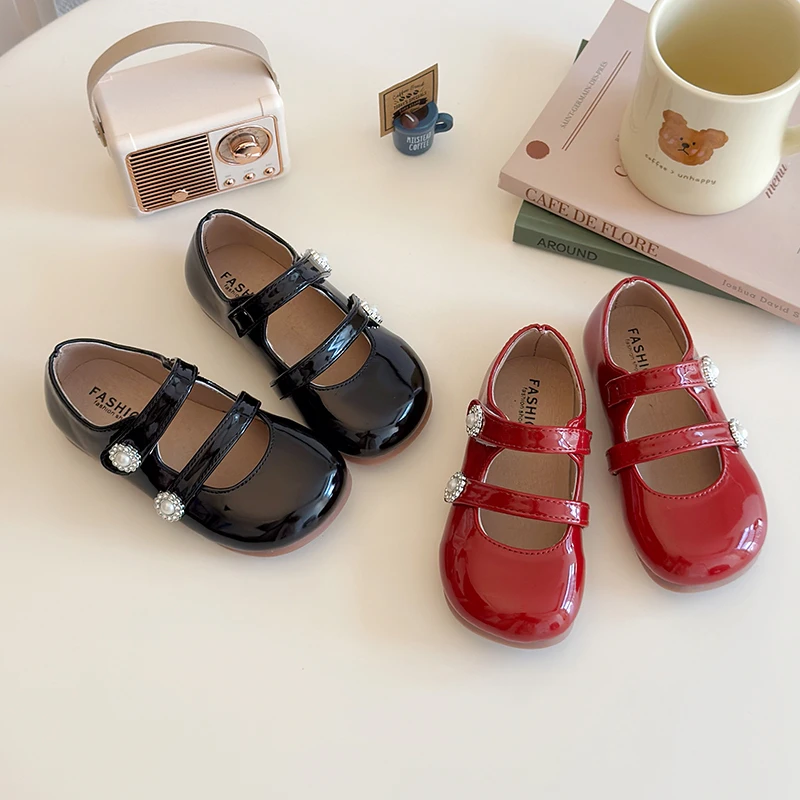 女童公主鞋春秋2025新款儿童小皮鞋软底小女孩瓢鞋女宝宝红色单鞋
