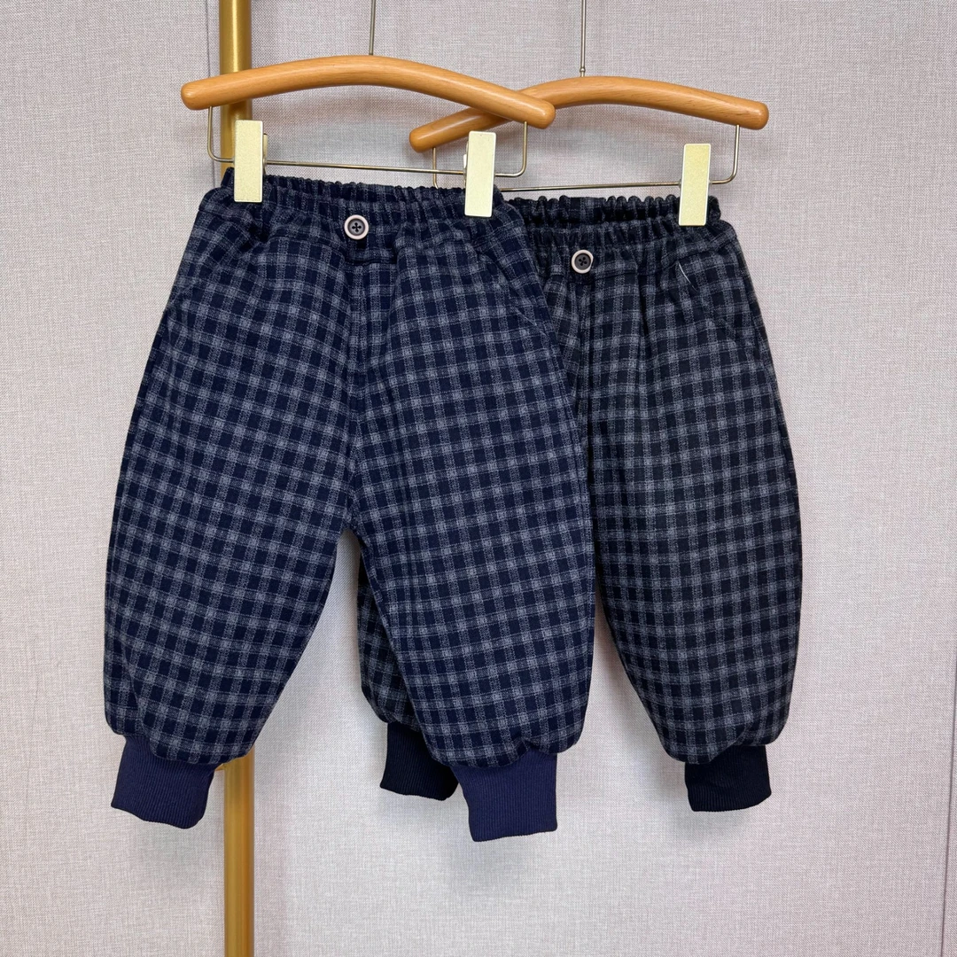 男女童学院风拉链长裤冬季棉服休闲裤格子裤时尚裤子冬款