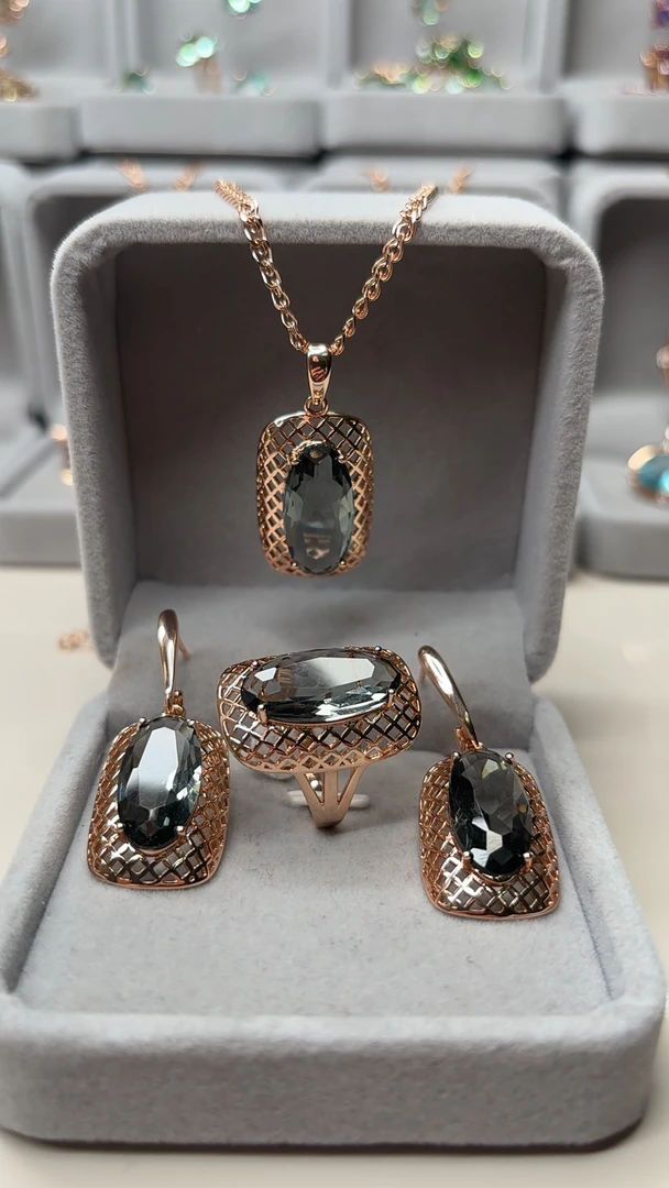 铜合金锆石吊坠 镀俄罗斯585紫金精美首饰套装