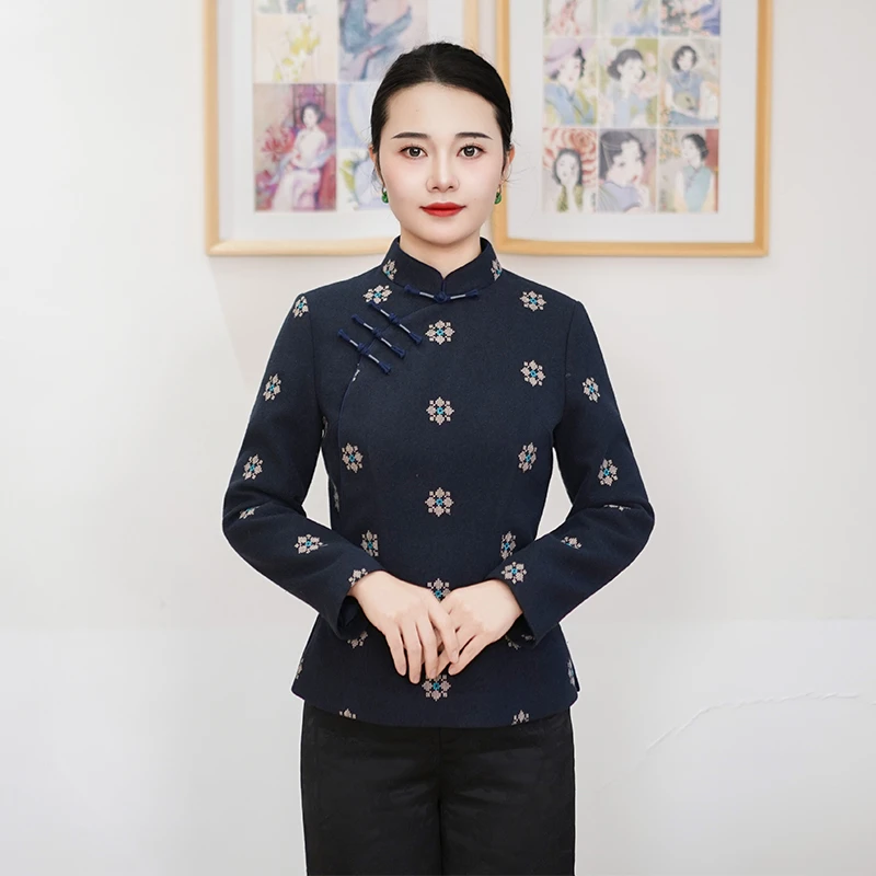 筠雅新中式国风冬季新款上衣民国复古显瘦斜襟唐装长袖女装26J027