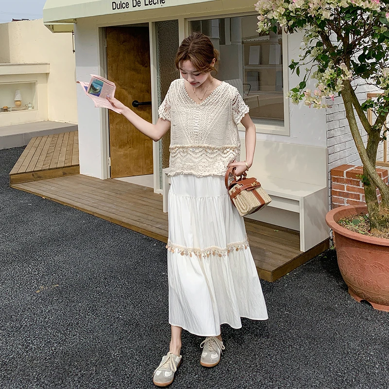 氛围感度假风超好看套装女2025夏季新款气质镂空罩衫吊带裙两件套