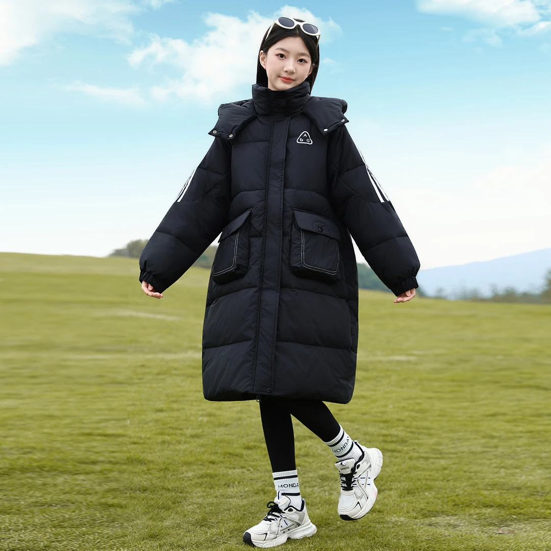 女大童加厚棉服外套中长款冬季棉袄女童12冬款15初中学生18岁棉衣