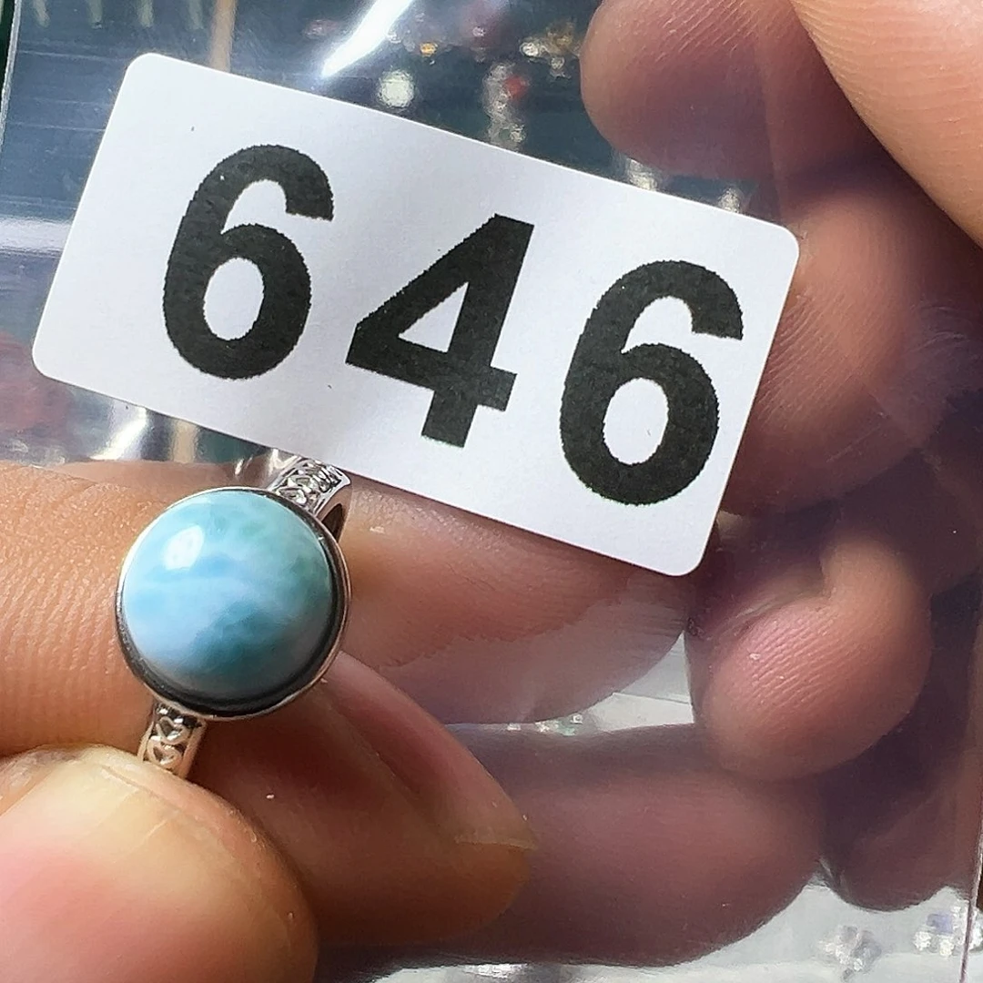 针钠钙石（海纹石）戒指银S925镶嵌y*m