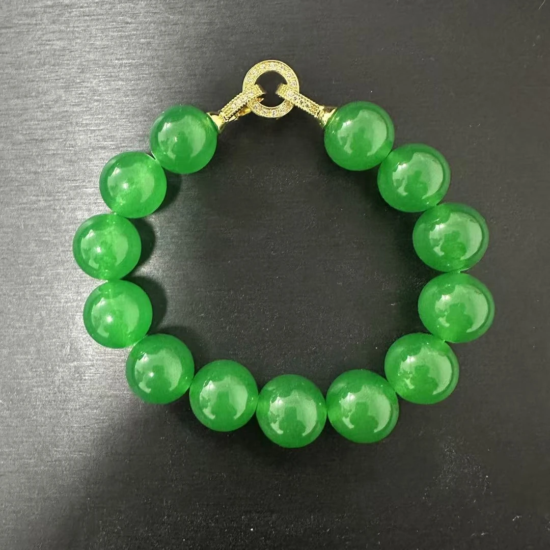 天然缅甸藏收冰满绿手串