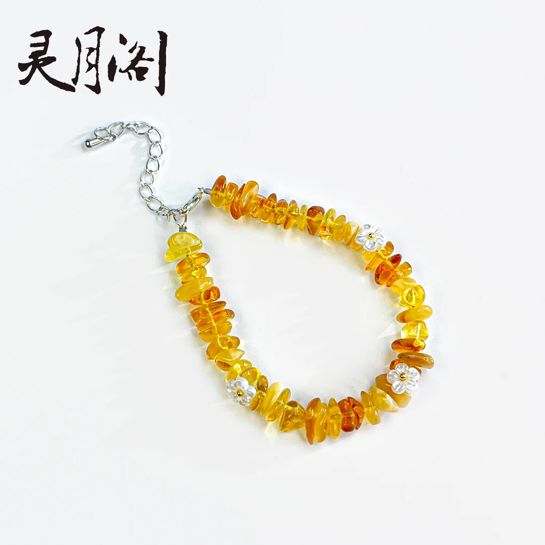 琥珀随形小花手串约3*7mm多样性发其一 FYD-B839