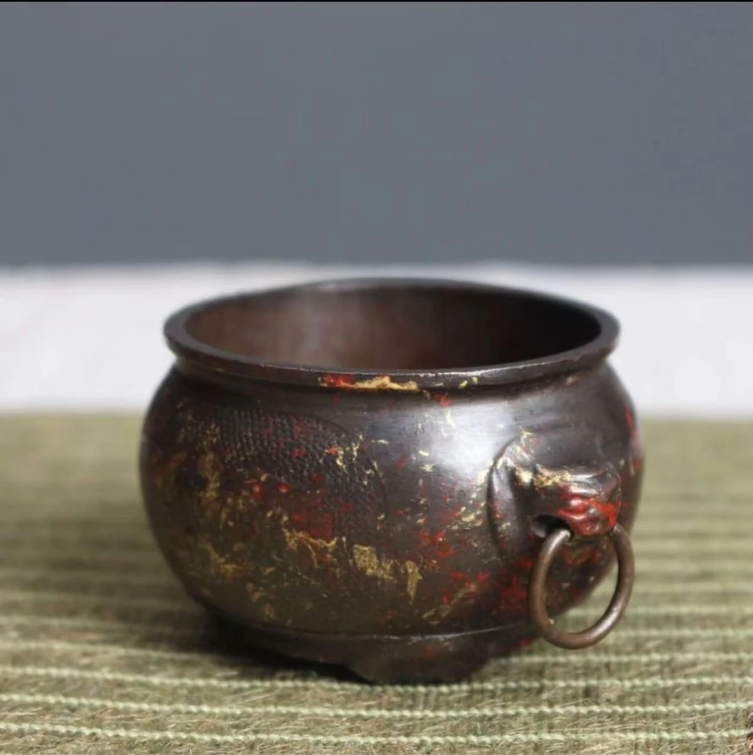 【半闲】铜也 | 红金双狮耳香炉